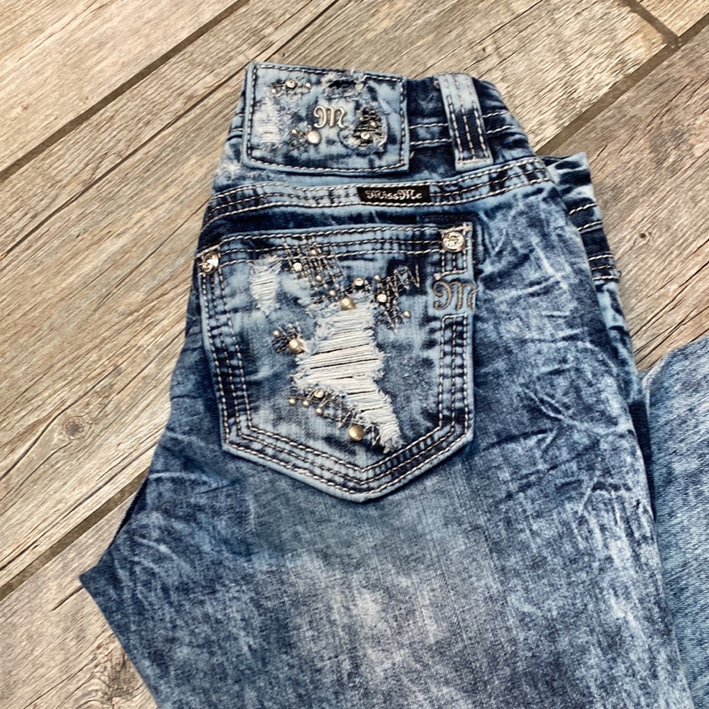 Miss Me Acid Washed Straight Leg Jean 27 x *31”